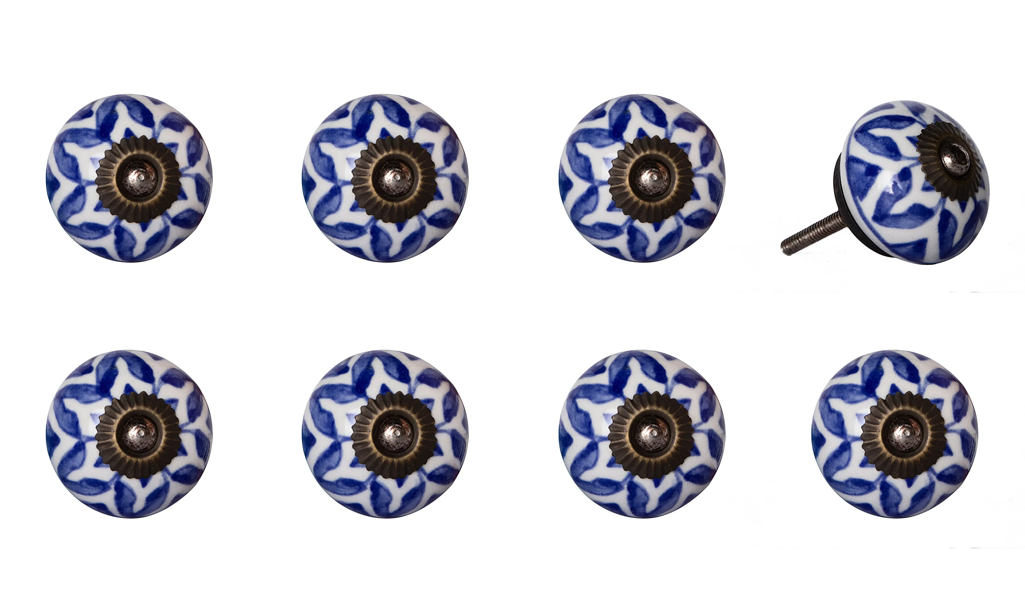 Knob-It Home Decor Classic Cabinet & Drawer Knobs-Blue/White/Copper