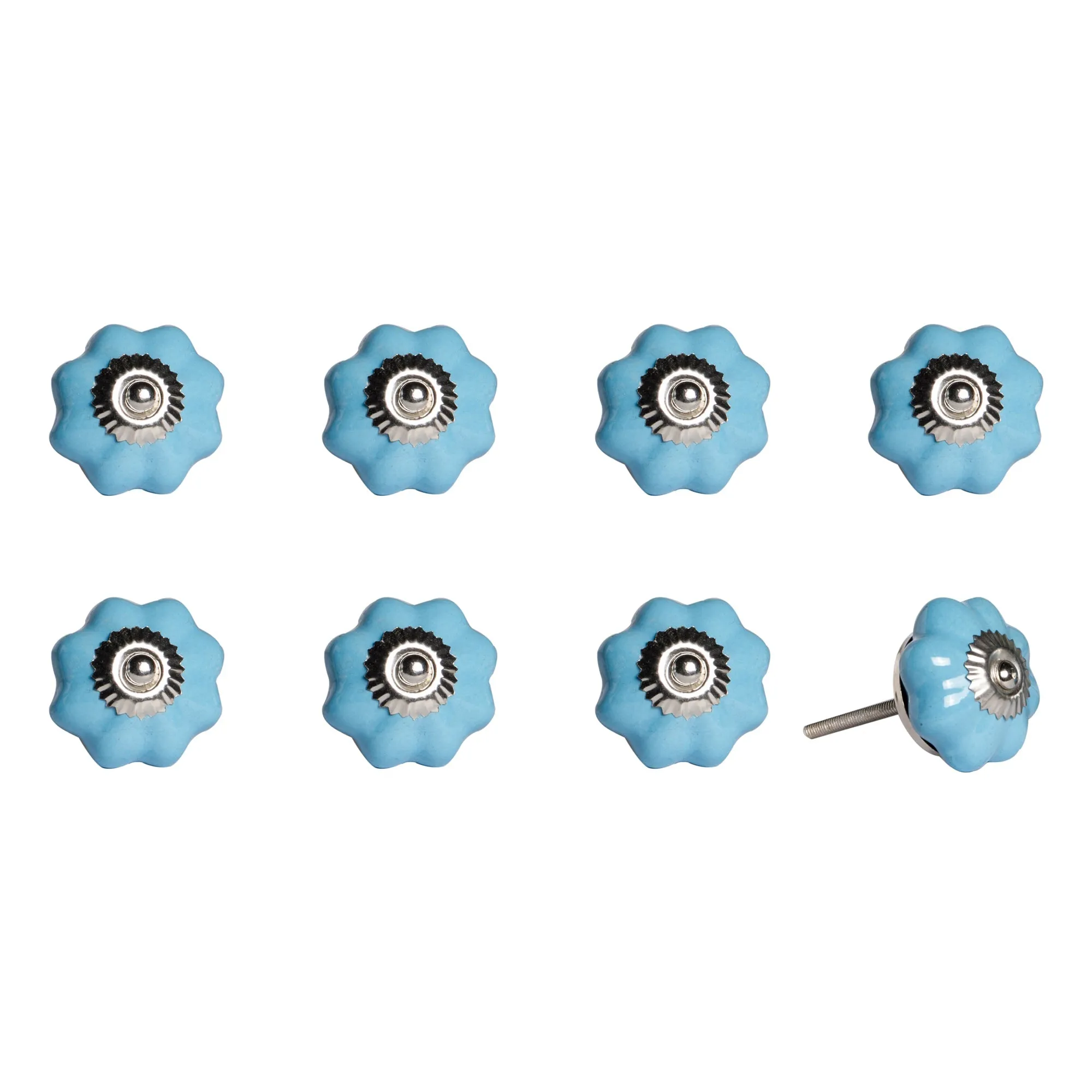 Knob-It Home Decor Classic Cabinet & Drawer Knobs-Light Blue/Silver