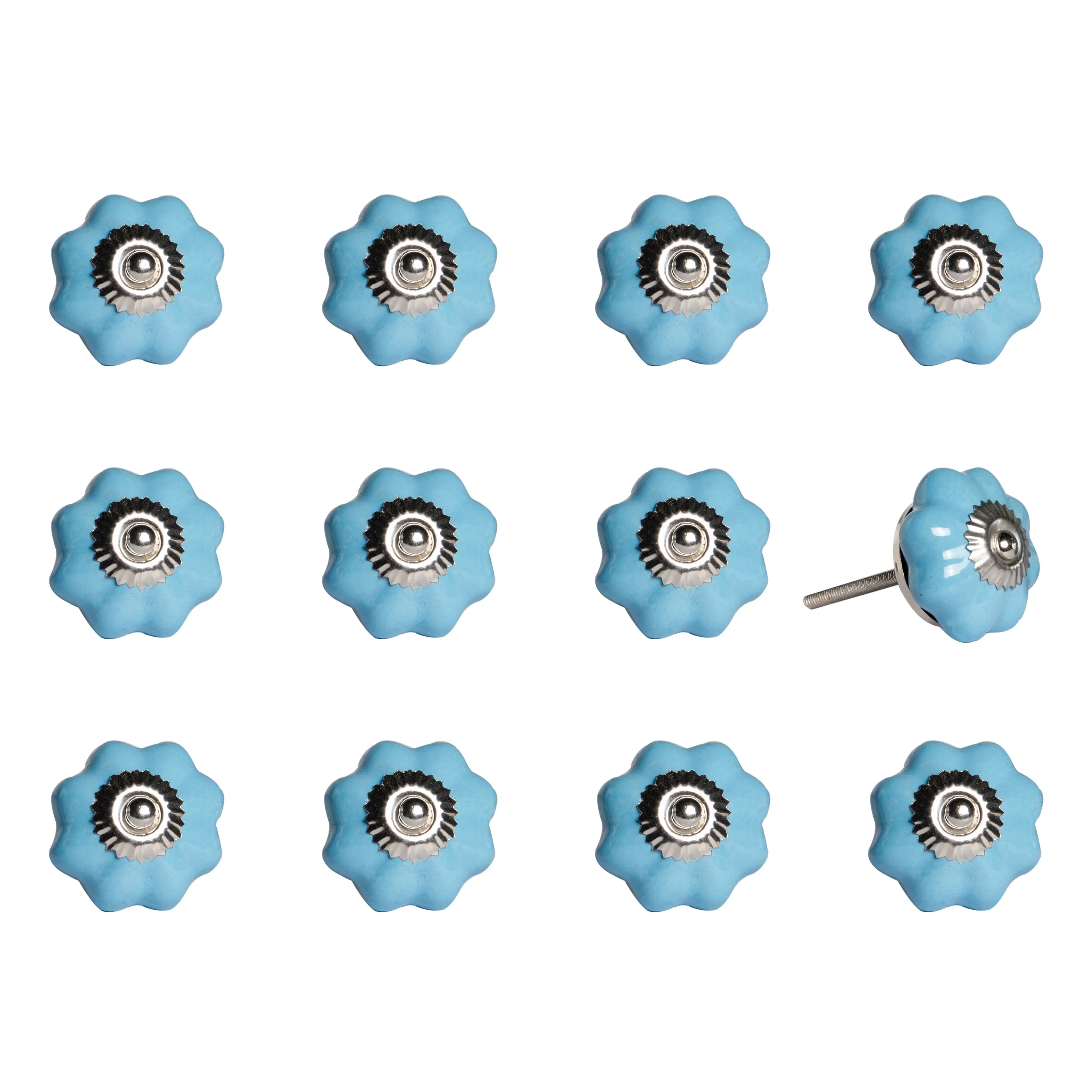 Knob-It Home Decor Classic Cabinet & Drawer Knobs-Light Blue/Silver