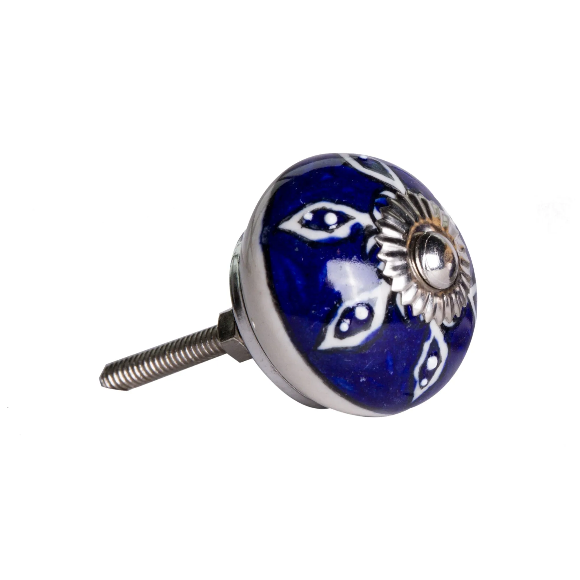 Knob-It Home Decor Classic Cabinet & Drawer Knobs-Navy/White/Silver