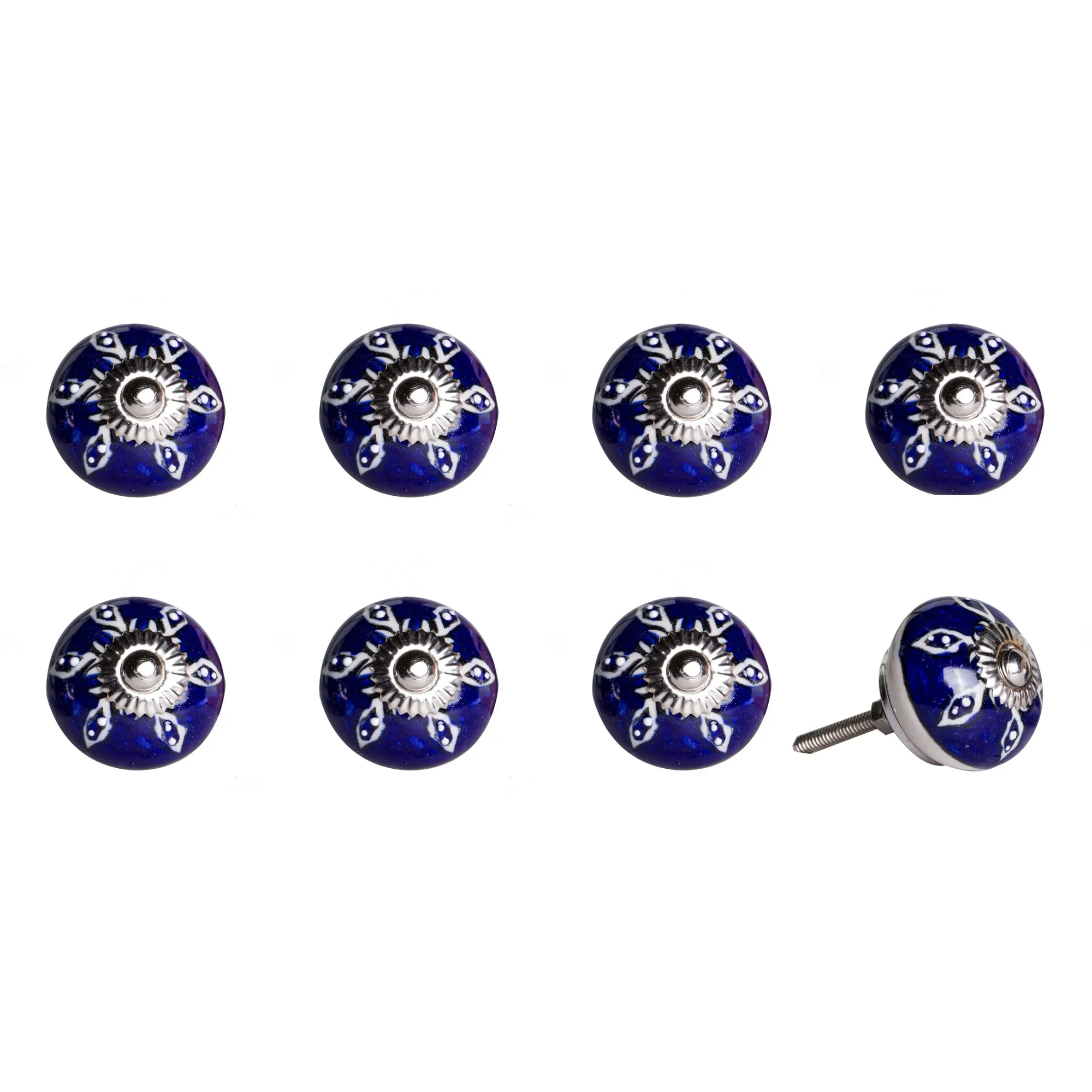 Knob-It Home Decor Classic Cabinet & Drawer Knobs-Navy/White/Silver