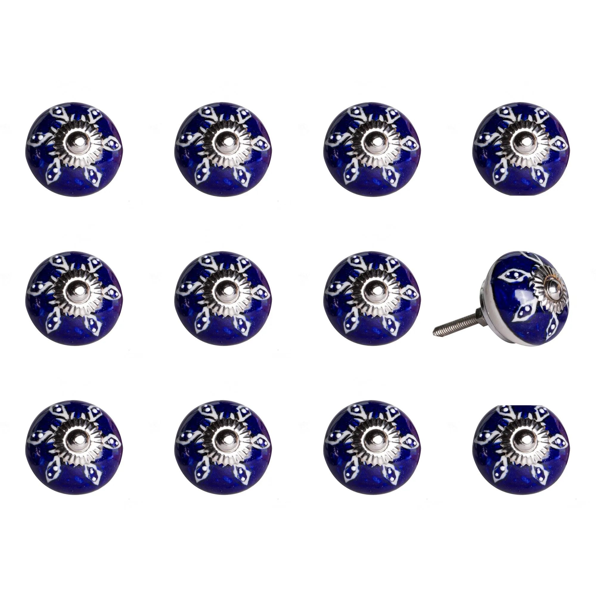 Knob-It Home Decor Classic Cabinet & Drawer Knobs-Navy/White/Silver