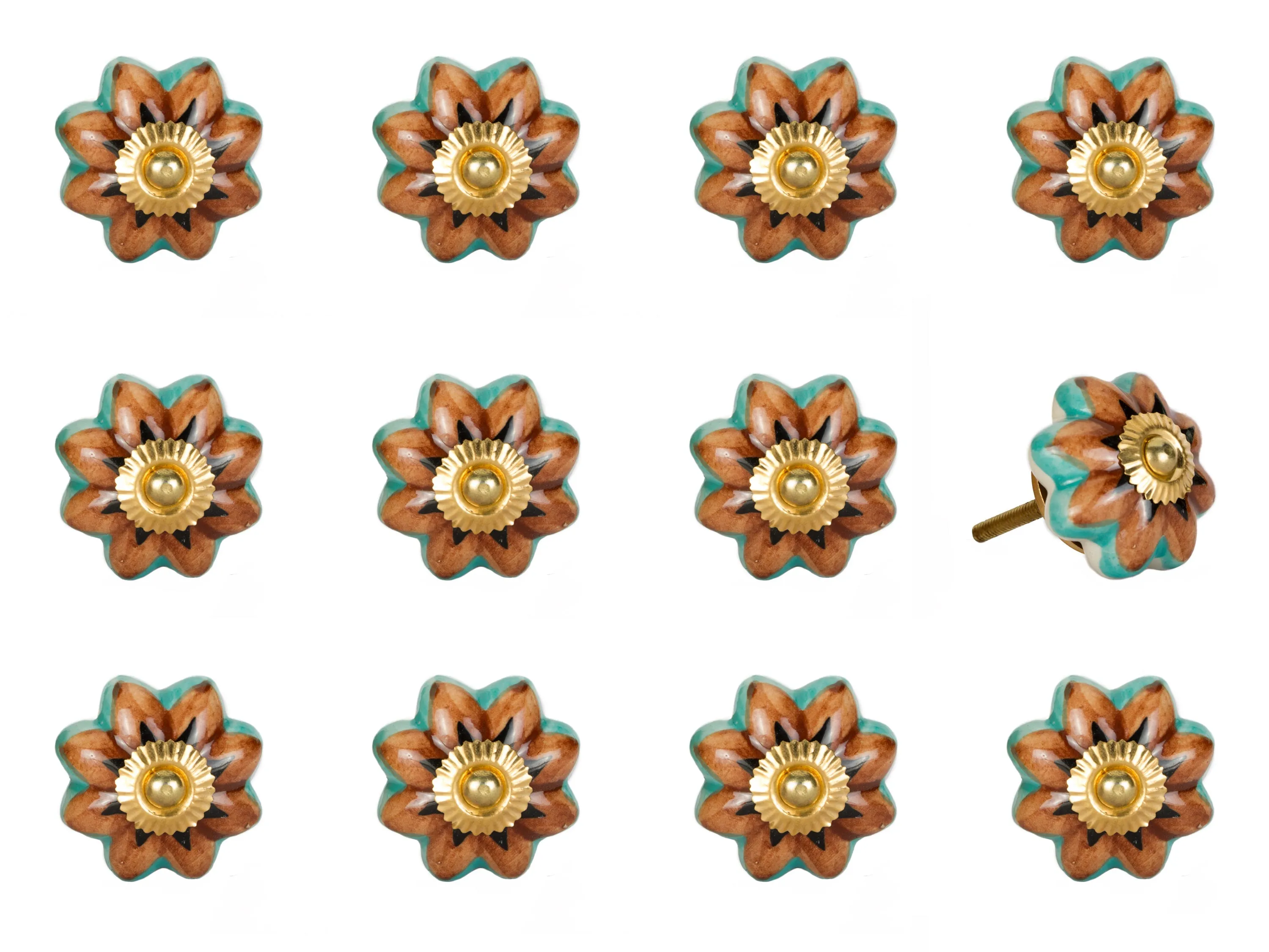 Knob-It Home Decor Classic Cabinet & Drawer Knobs-Orange/Teal/Gold
