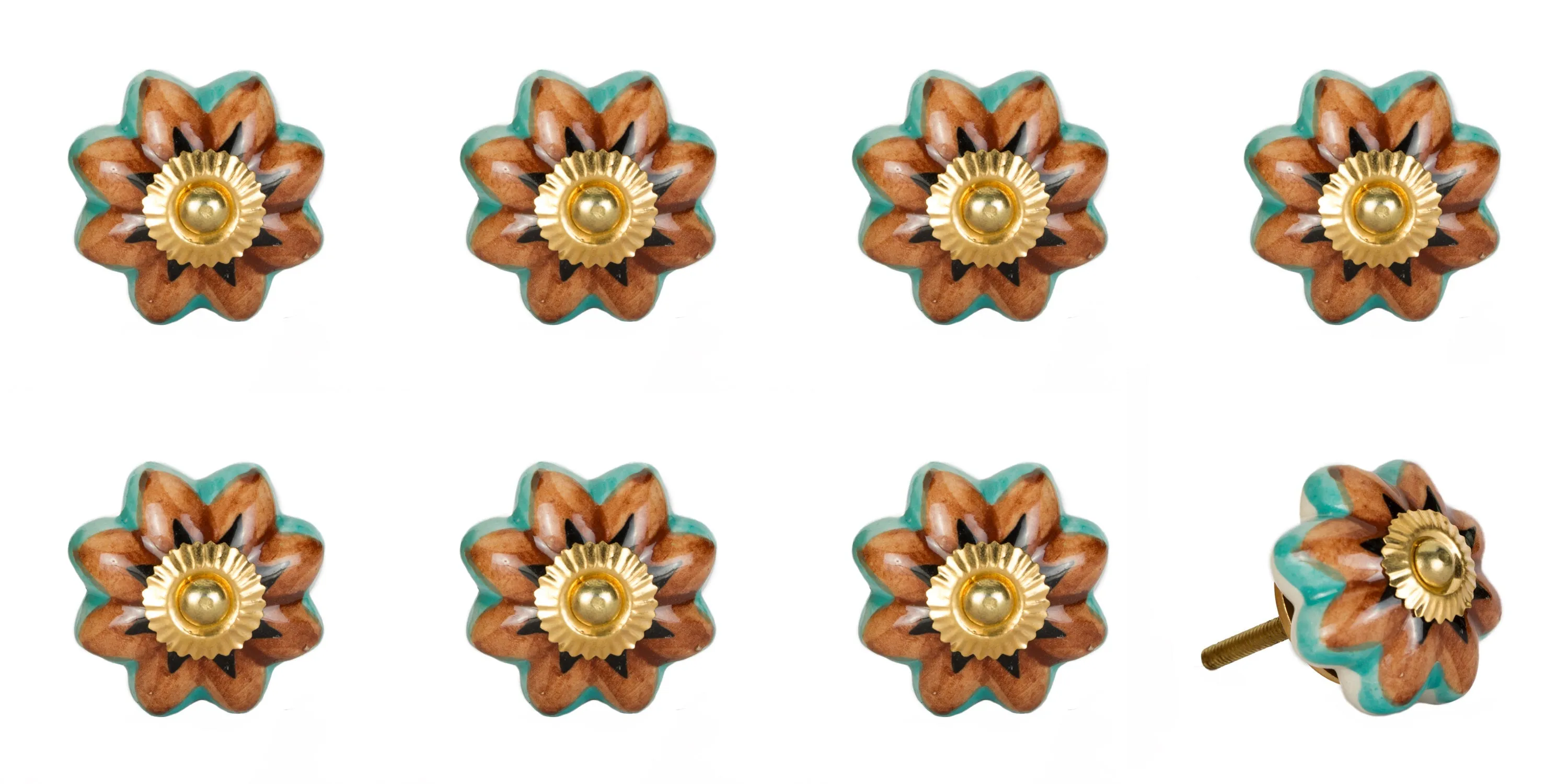 Knob-It Home Decor Classic Cabinet & Drawer Knobs-Orange/Teal/Gold