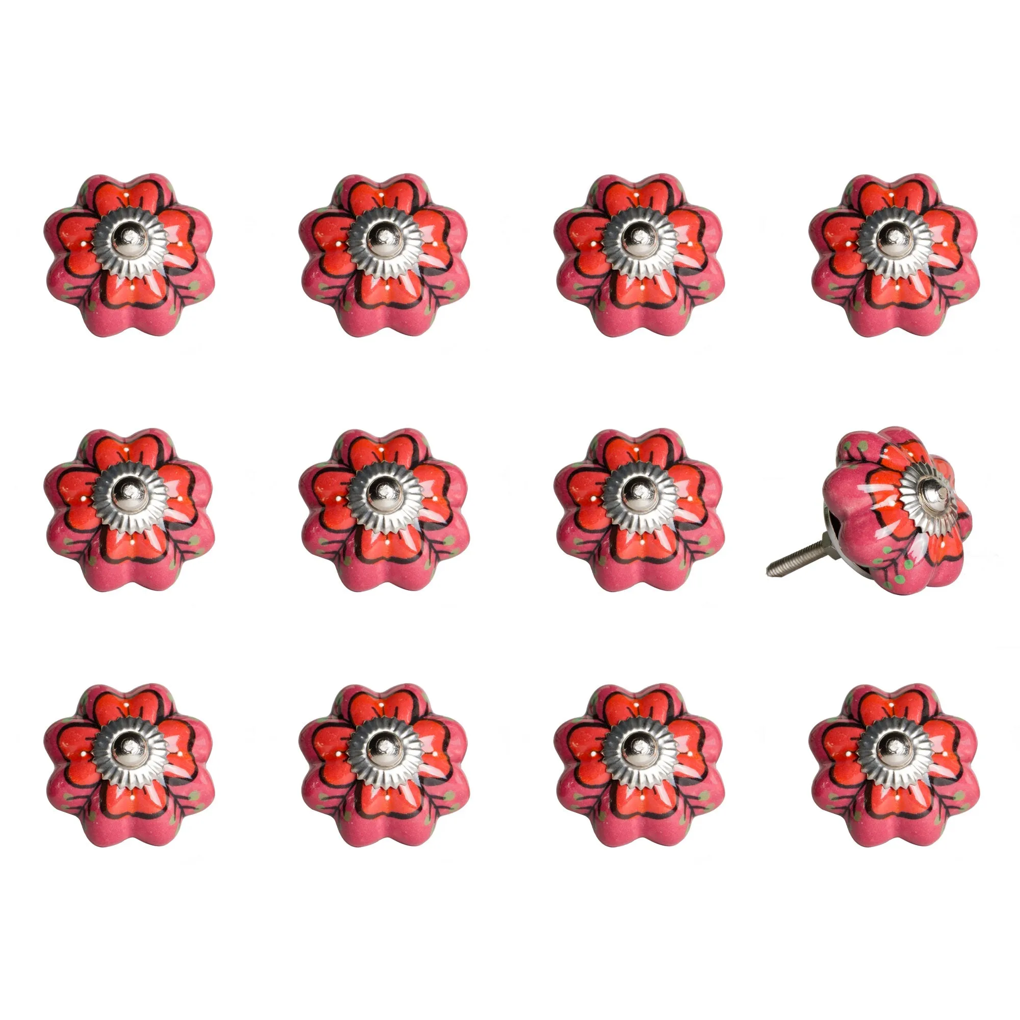 Knob-It Home Decor Classic Cabinet & Drawer Knobs-Pink/Orange/Silver