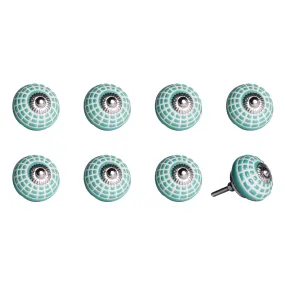 Knob-It Home Decor Classic Cabinet & Drawer Knobs-Turquoise/White/Silver