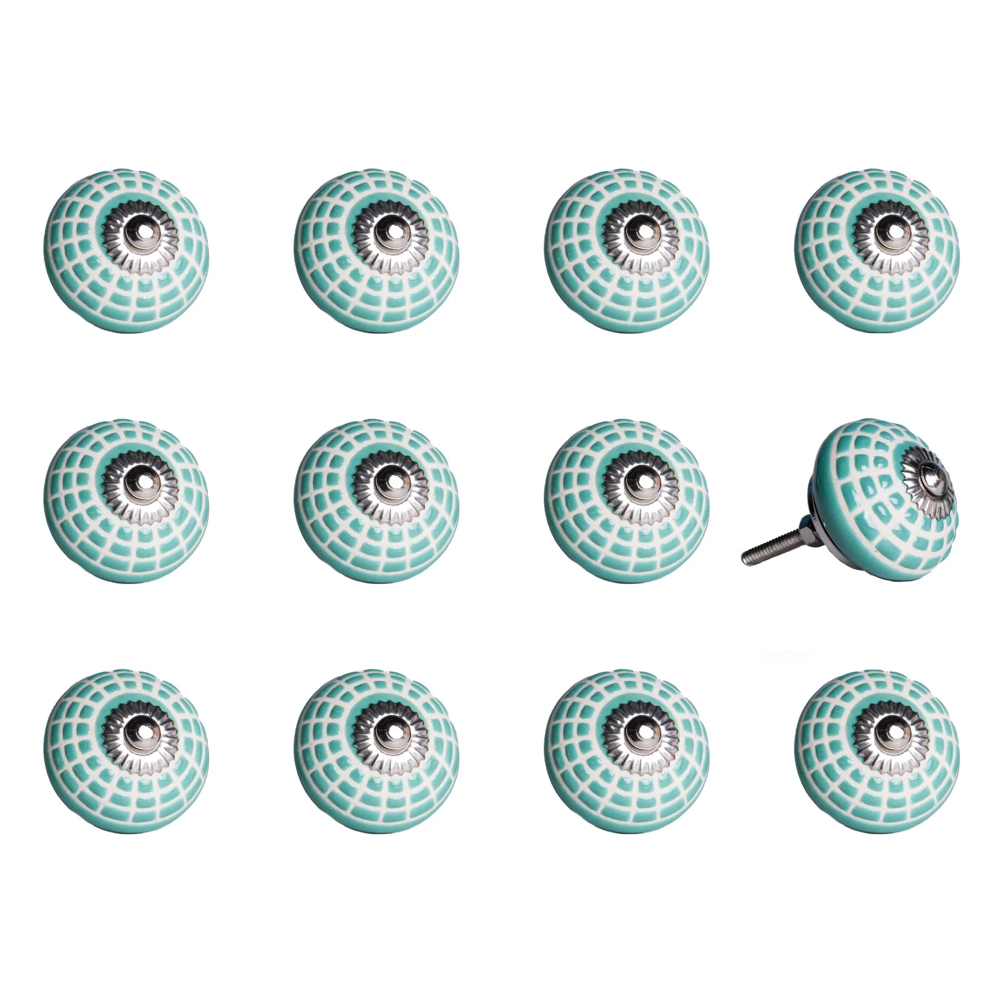 Knob-It Home Decor Classic Cabinet & Drawer Knobs-Turquoise/White/Silver