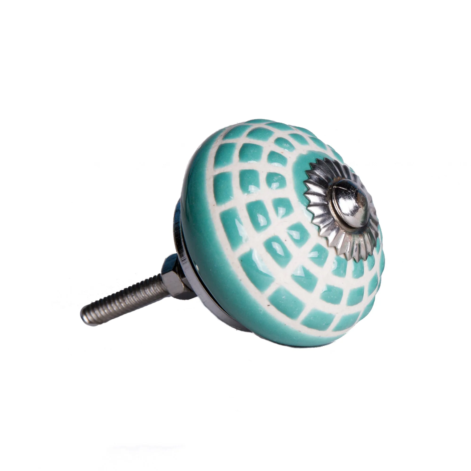 Knob-It Home Decor Classic Cabinet & Drawer Knobs-Turquoise/White/Silver