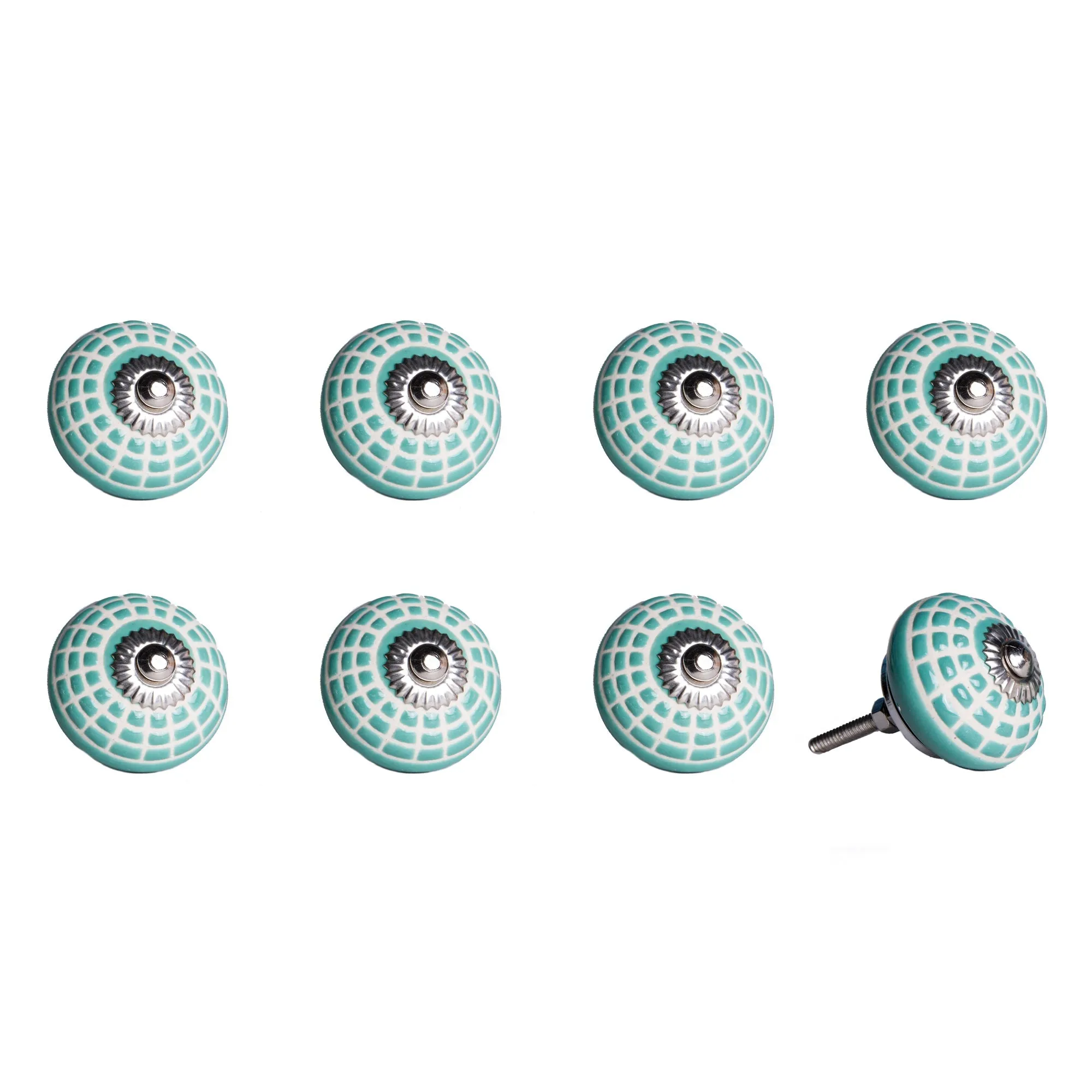 Knob-It Home Decor Classic Cabinet & Drawer Knobs-Turquoise/White/Silver