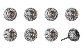 Knob-It Home Decor Classic Cabinet & Drawer Knobs-White/Black Flower/Pewter