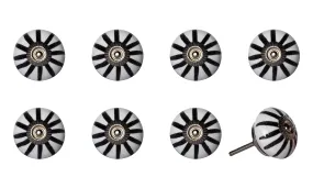 Knob-It Home Decor Classic Cabinet & Drawer Knobs-White/Black Stripe/Silver