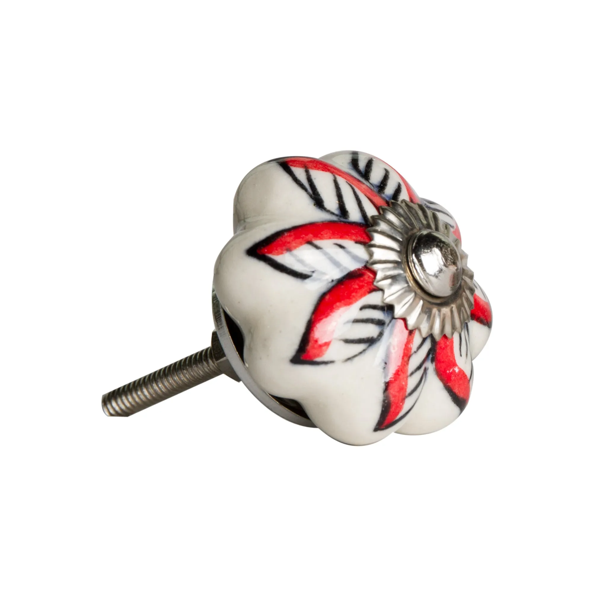 Knob-It Home Decor Classic Cabinet & Drawer Knobs-White/Red/Silver