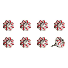 Knob-It Home Decor Classic Cabinet & Drawer Knobs-White/Red/Silver