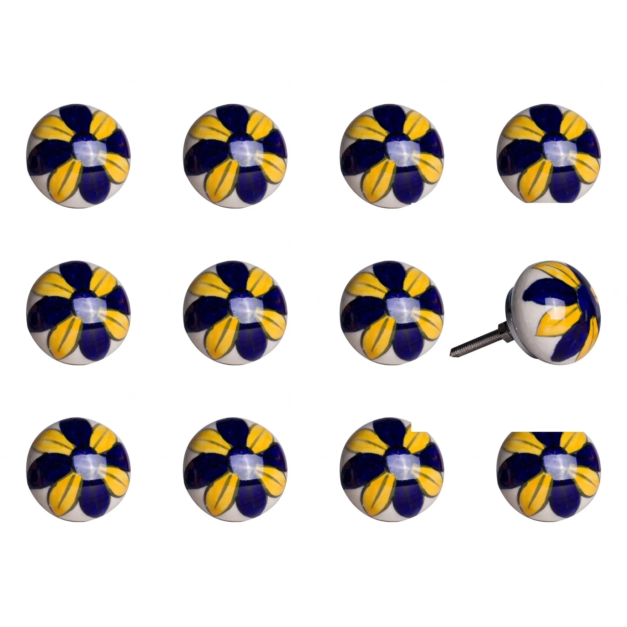 Knob-It Home Decor Classic Cabinet & Drawer Knobs-Yellow/Navy/White