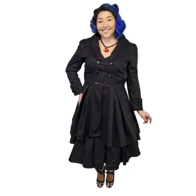 Lace Trim Swing Coat in Black
