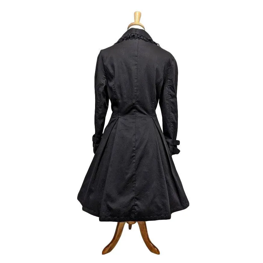 Lace Trim Swing Coat in Black