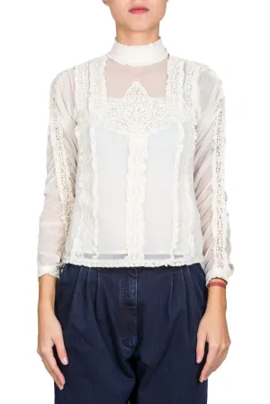 Lace-Trim Tulle Top