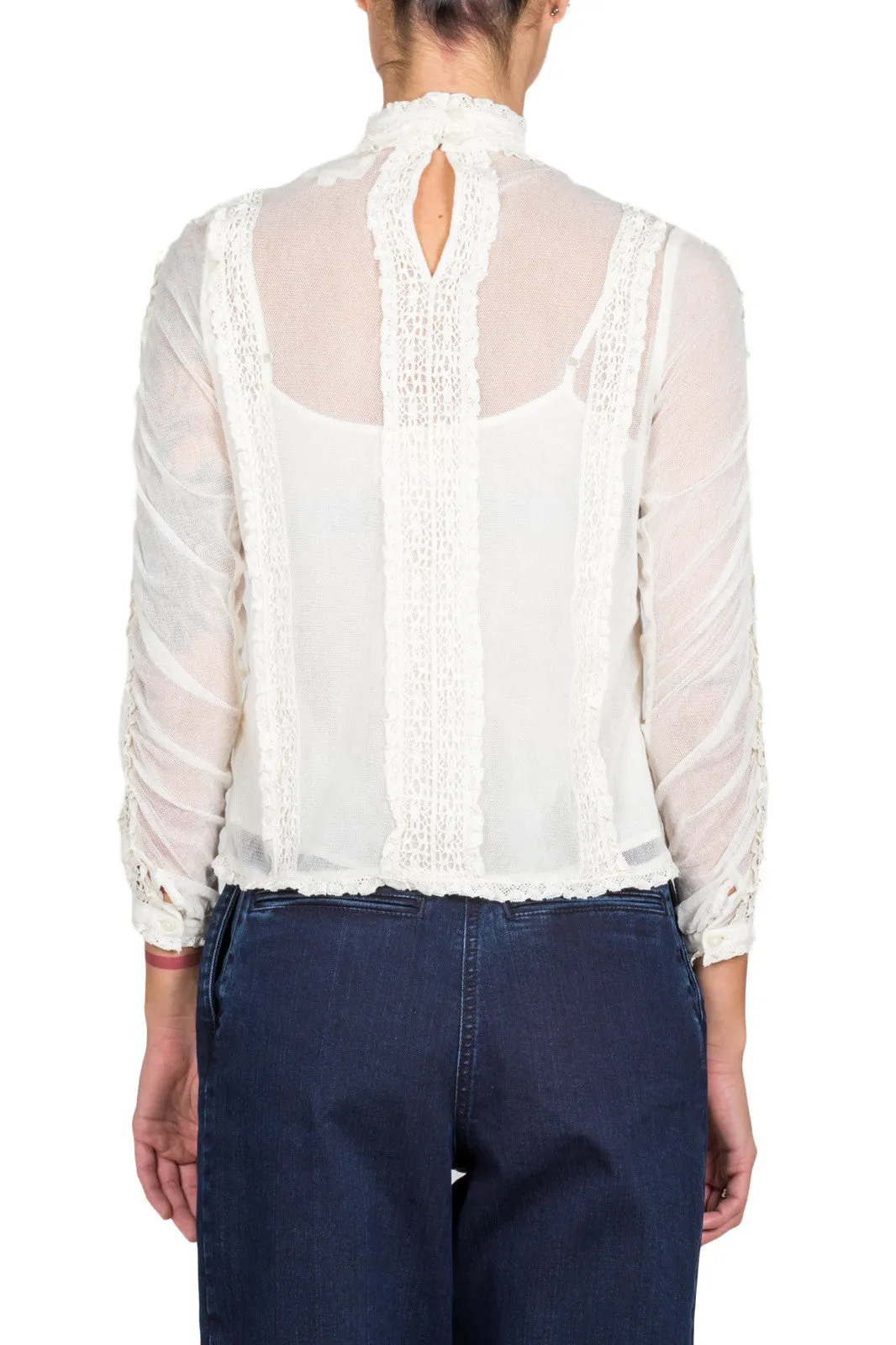 Lace-Trim Tulle Top