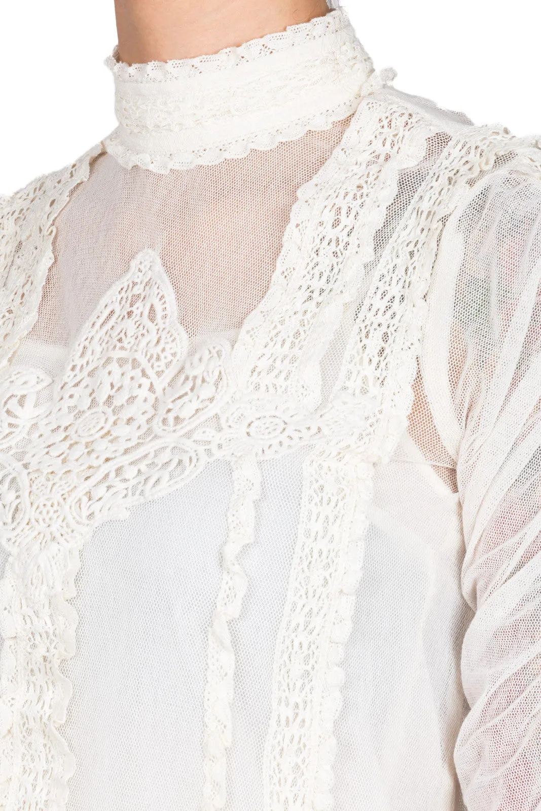 Lace-Trim Tulle Top