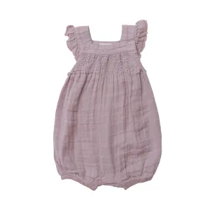Lavender Smocked Front Shortie Overall