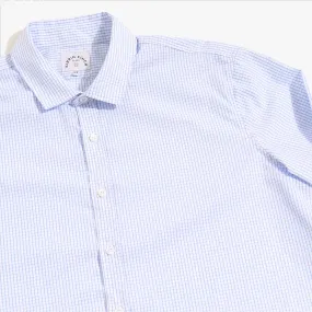 Light Blue-White Grid Check Easy-Care Dress Shirt