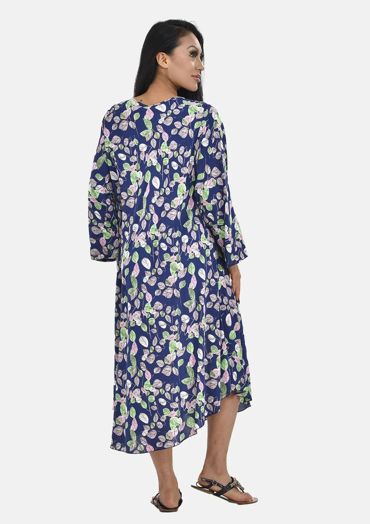 Long Sleeves Printed Midi Dress