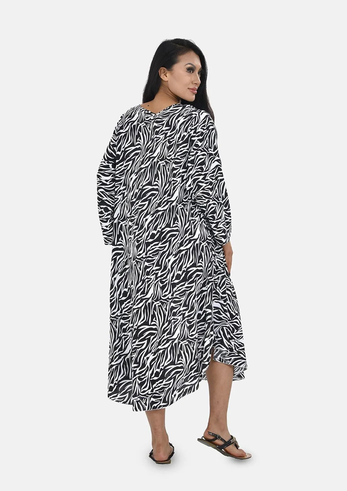 Long Sleeves Printed Midi Dress
