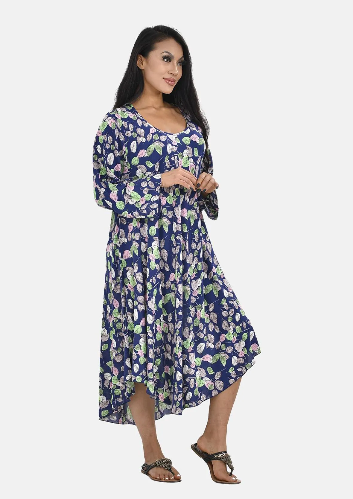 Long Sleeves Printed Midi Dress