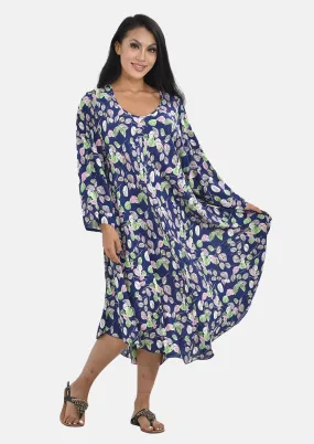 Long Sleeves Printed Midi Dress