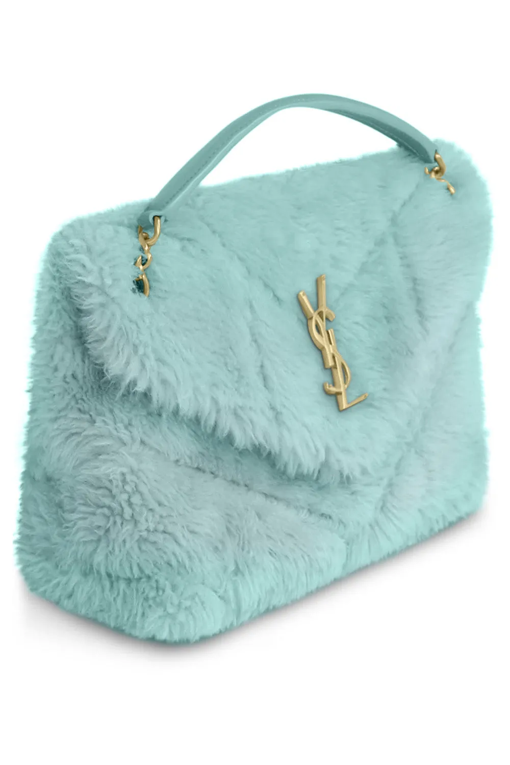 LOULOU SMALL SHEARLING PUFFER BAG | ICED MINT