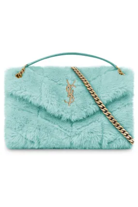 LOULOU SMALL SHEARLING PUFFER BAG | ICED MINT
