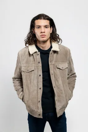 Luke Men's Faux Shearling Cow Suede Jacket