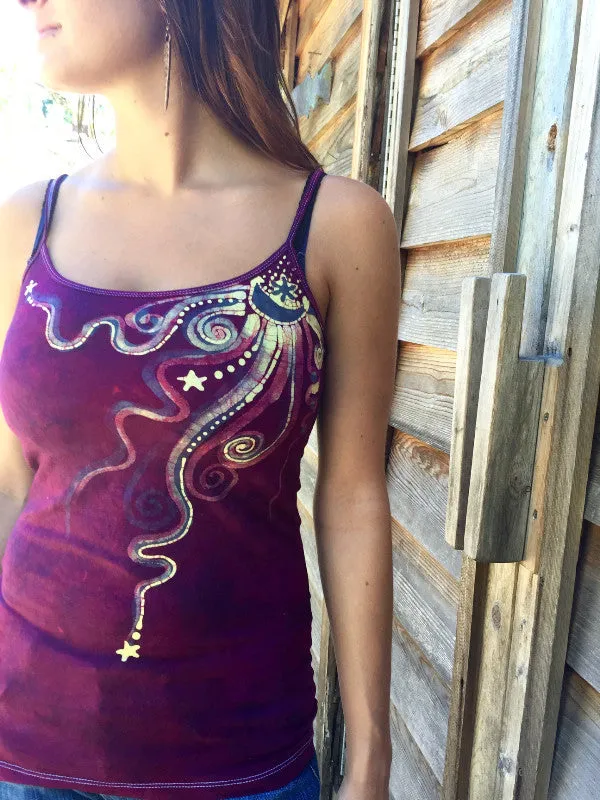 Magenta Moondance Stretchy Batik Camisole