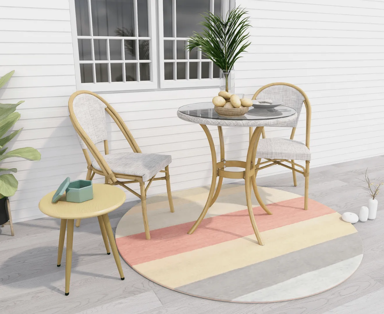 Manolo Natural White 2 Seater Outdoor Bistro Set