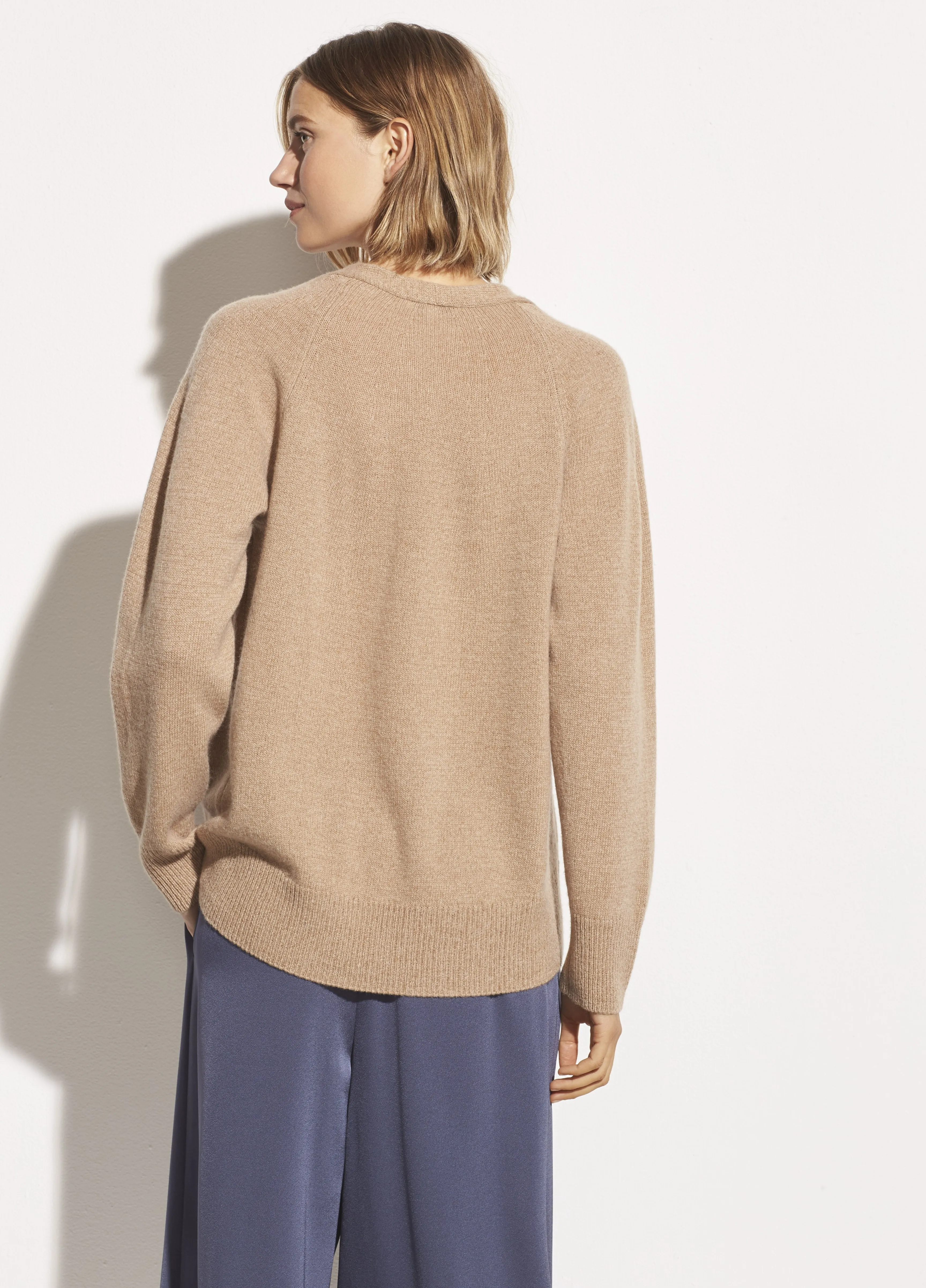 Marled Wool Cashmere V-Neck in Dune