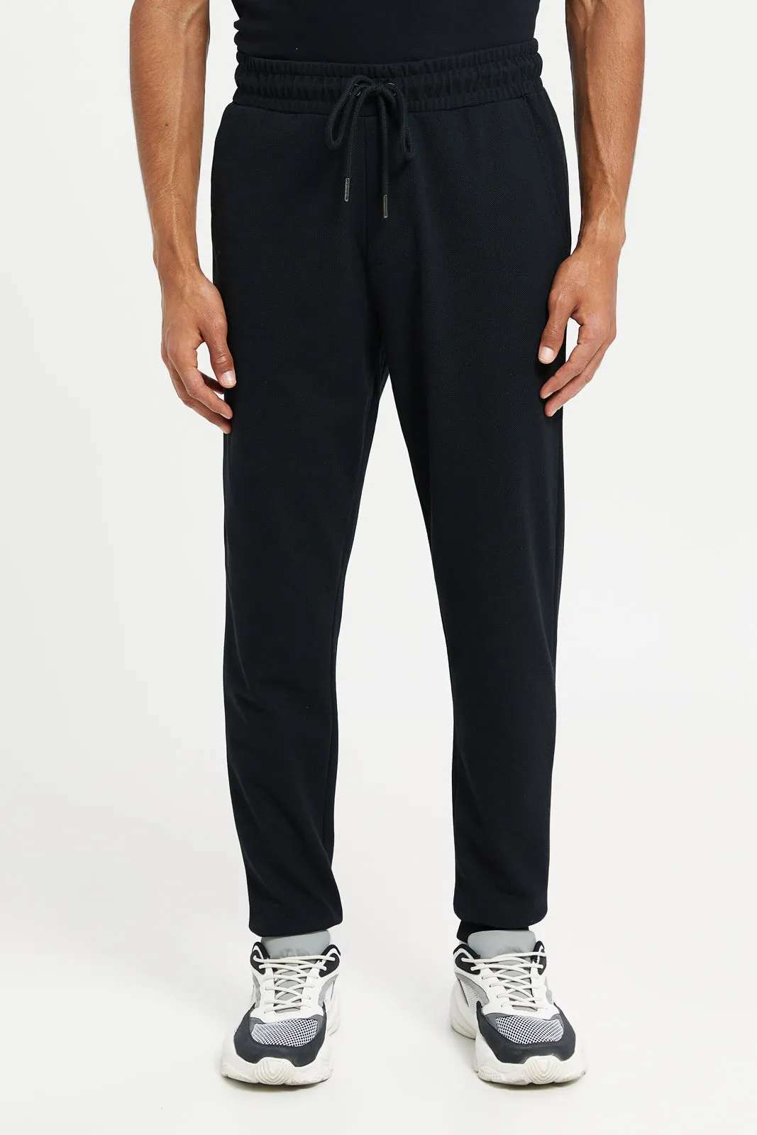 Men Black Pique Joggers