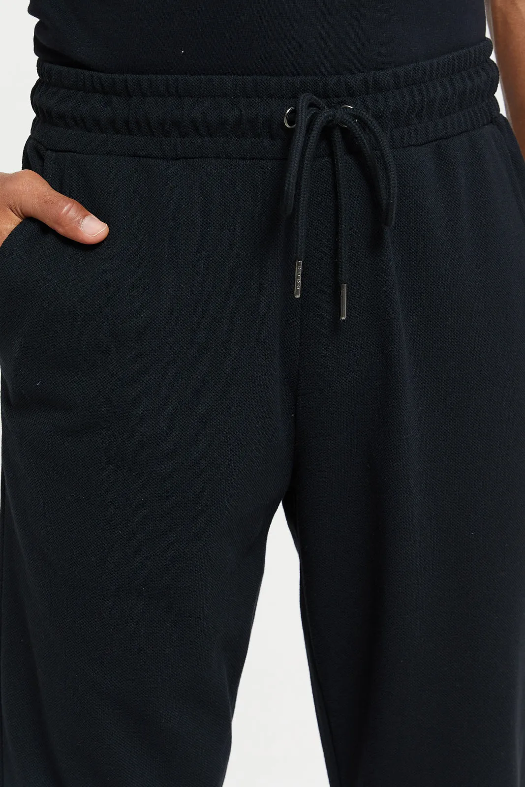 Men Black Pique Joggers
