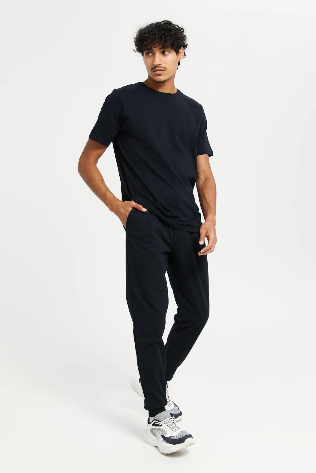 Men Black Pique Joggers