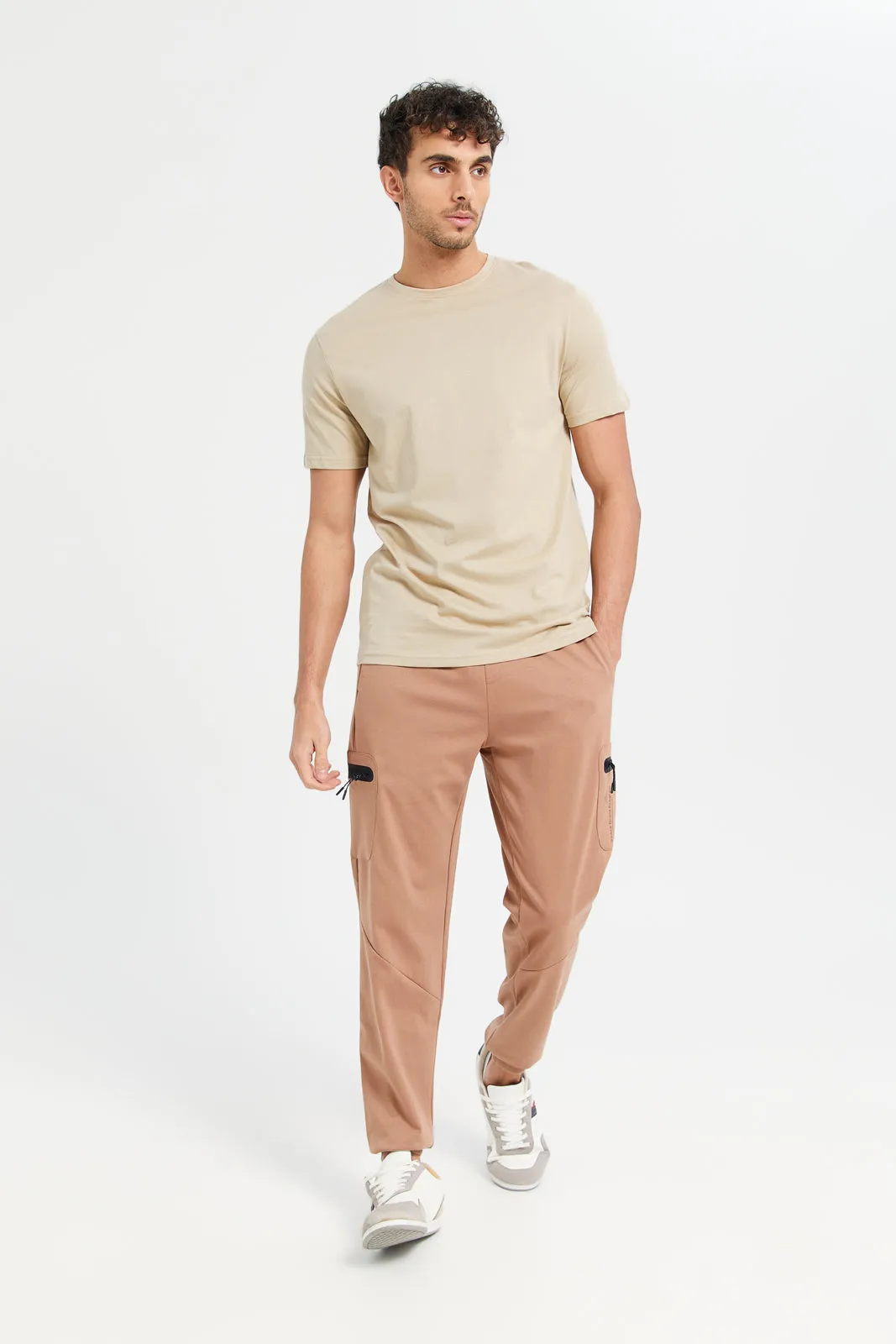 Men Brown Tech Joggers