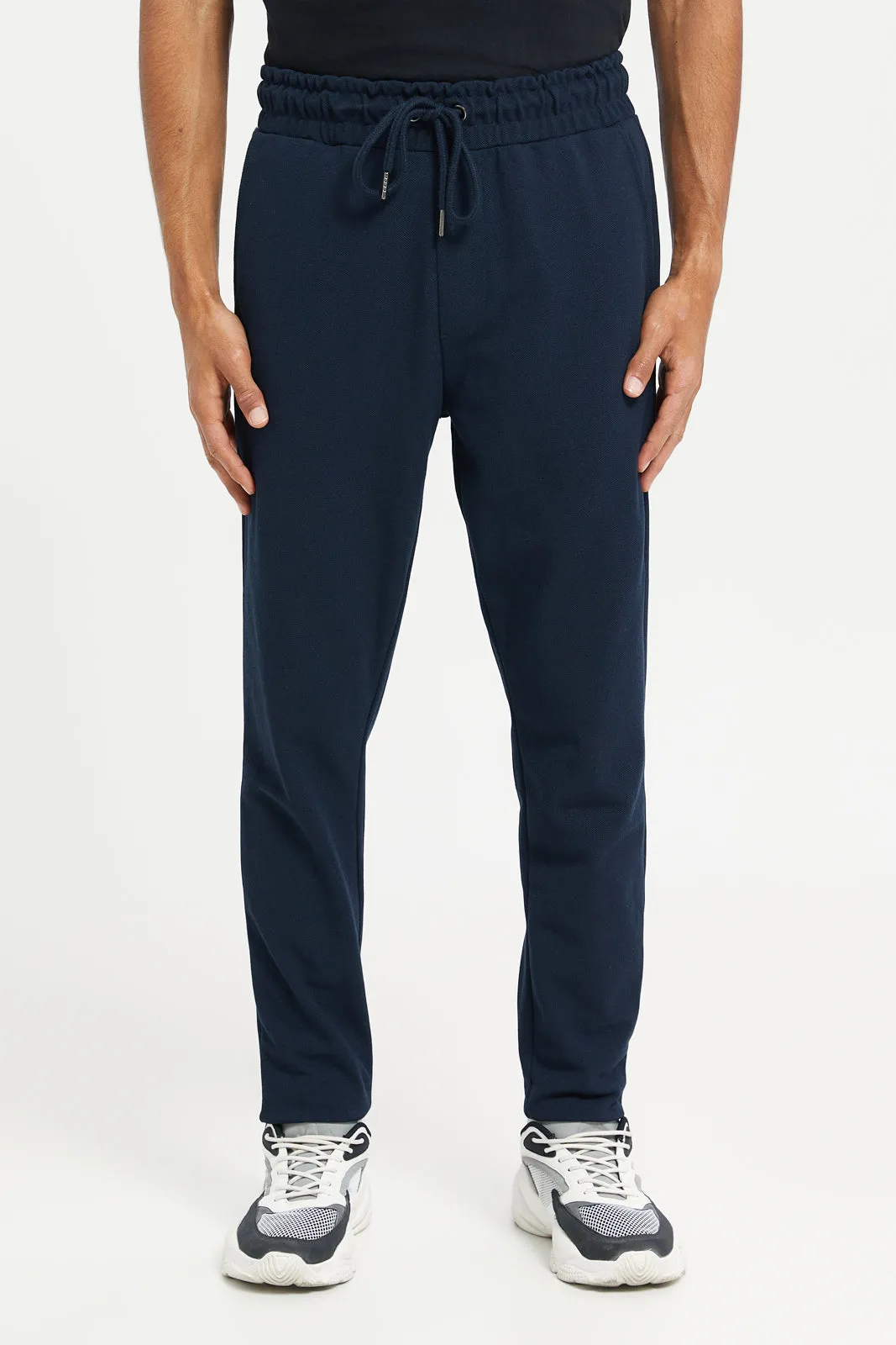 Men Navy Pique Joggers