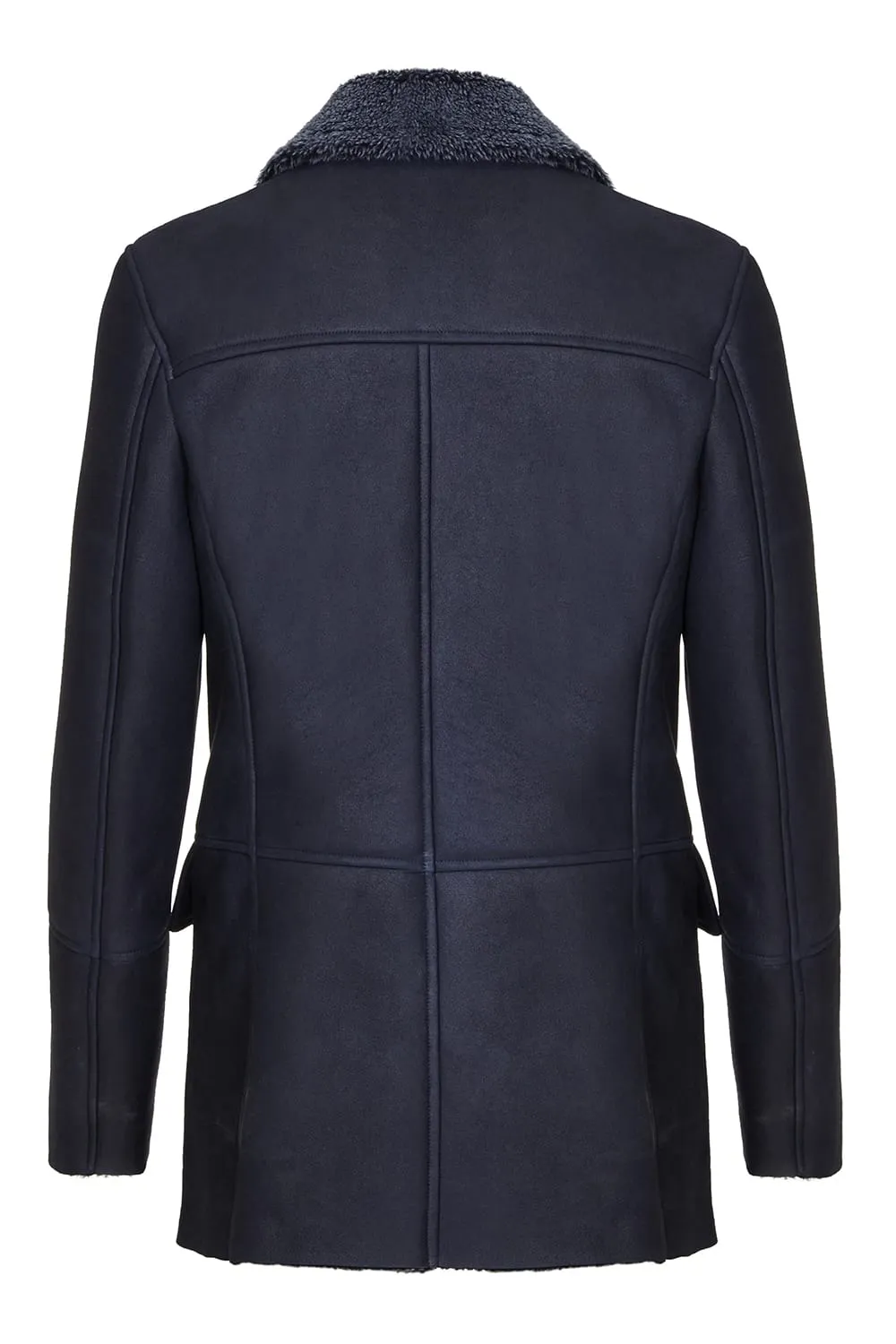 Men's Black Classic Faux Fur Style Leather Coat by TJS