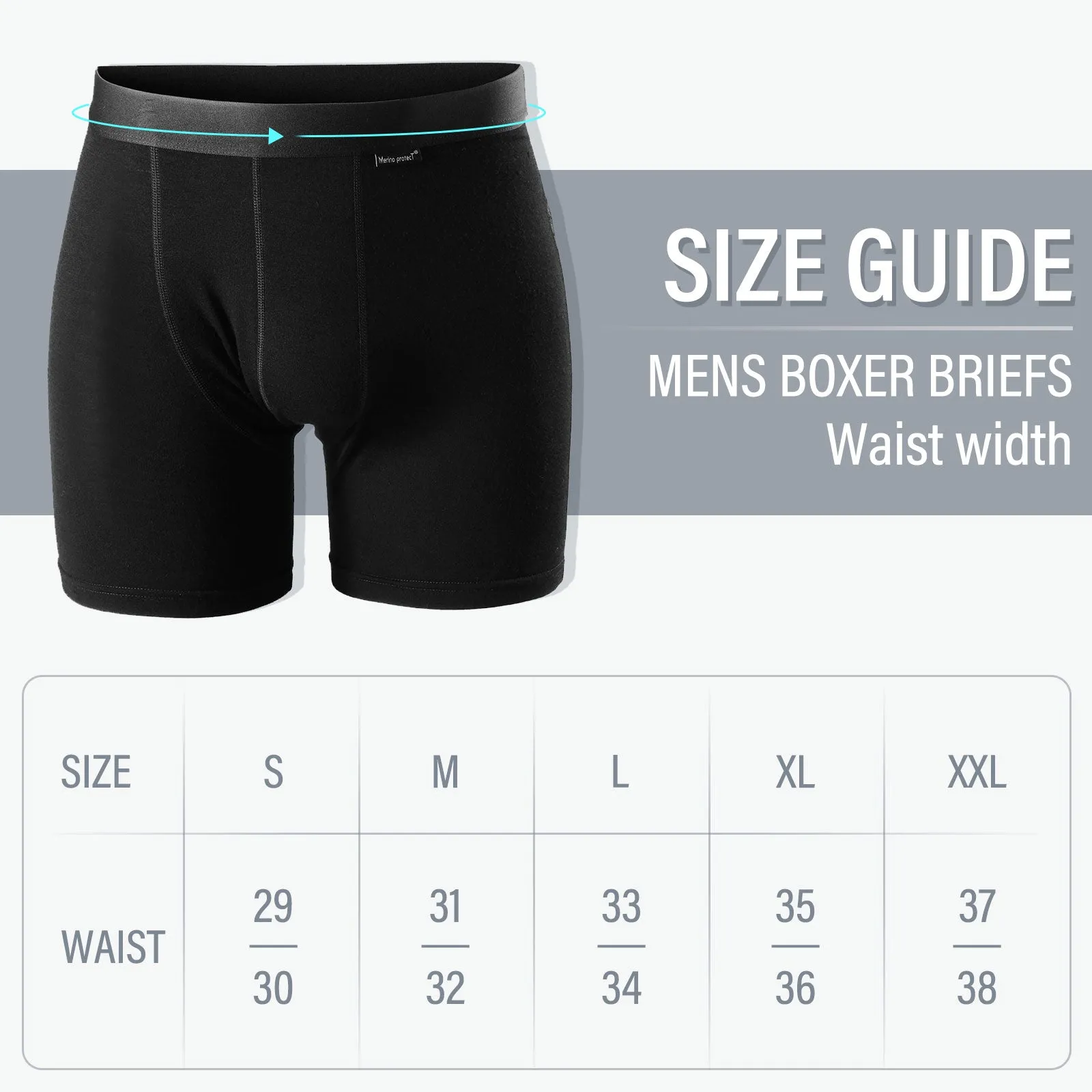Men's Merino 180g Underwear Boxer Briefs Black