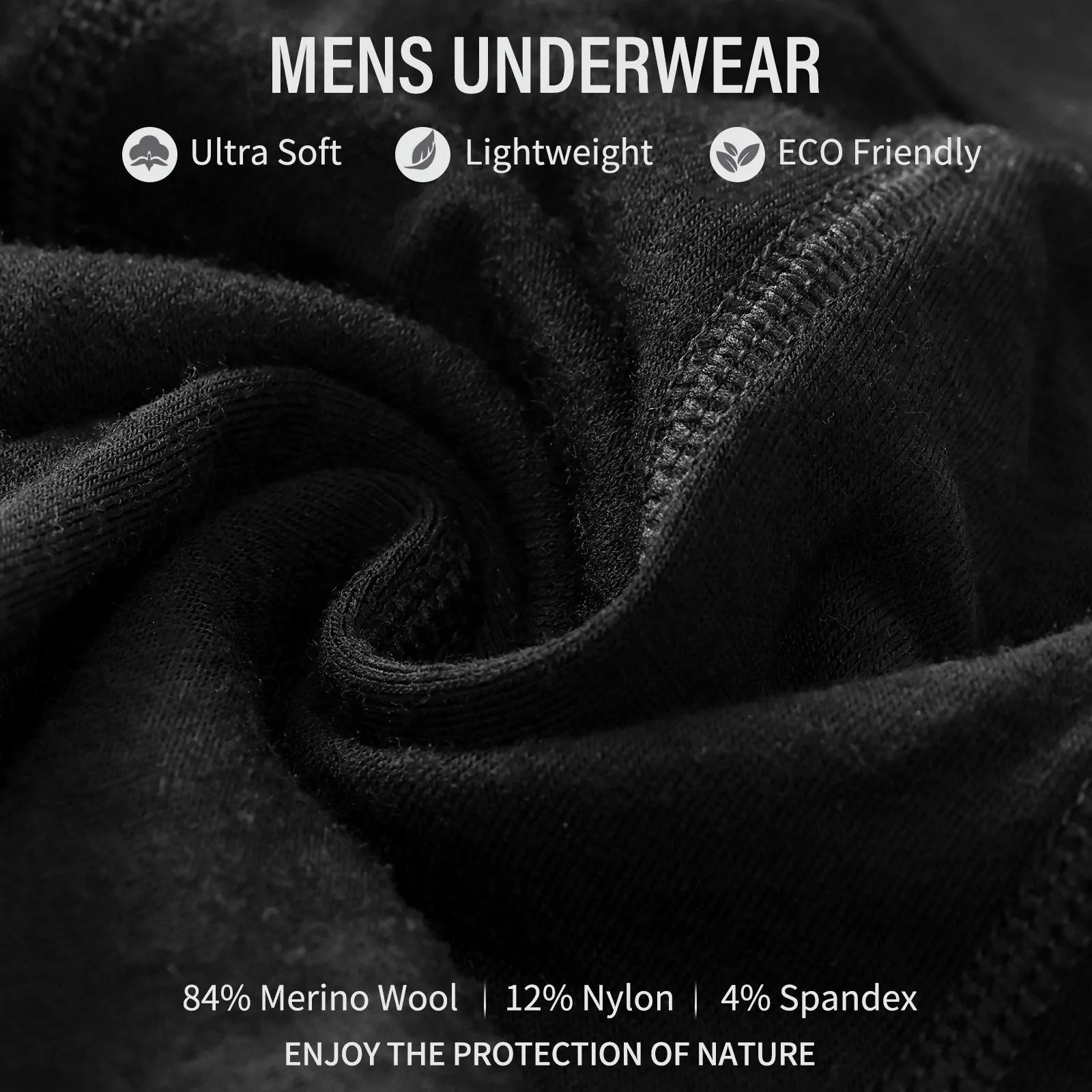 Men's Merino 180g Underwear Boxer Briefs Black