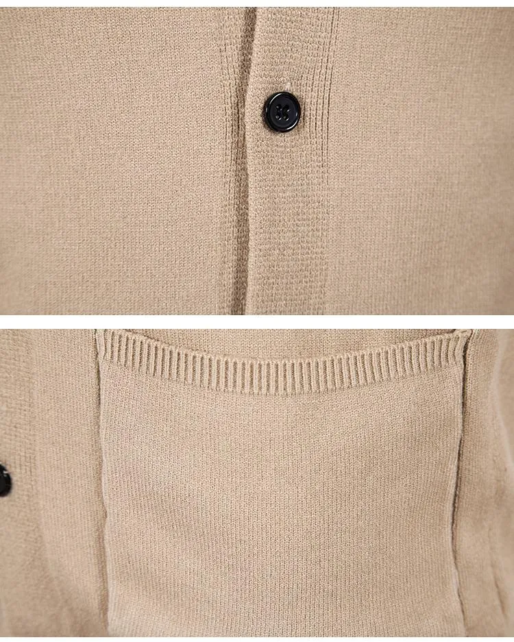 Men's Solid Color V Neck Cardigan Knitted Sweater 73086003YM