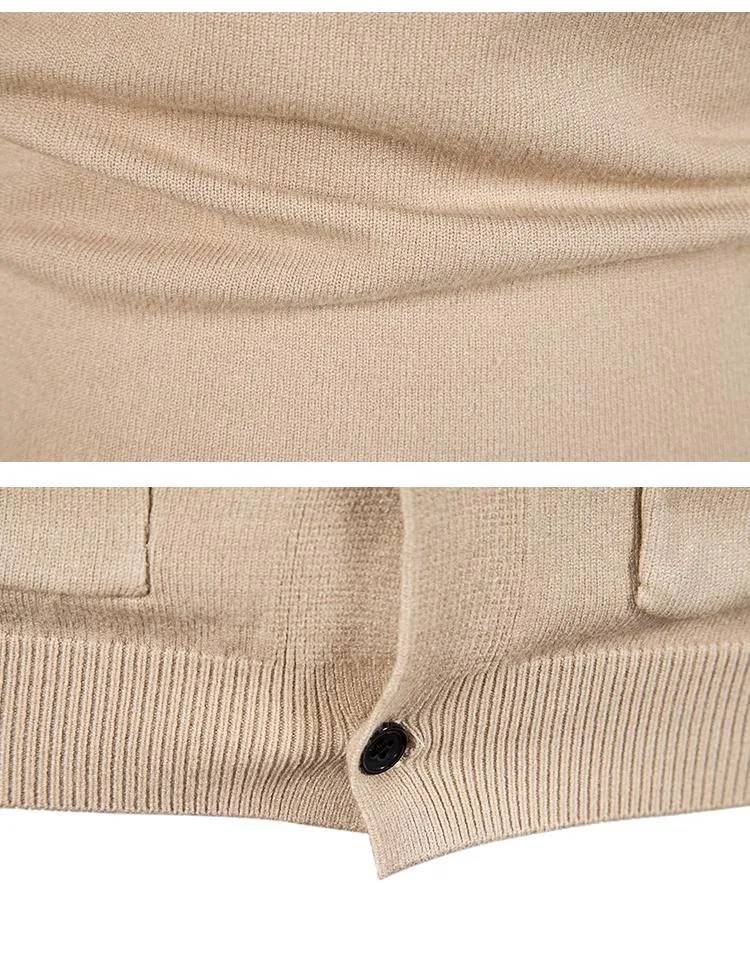 Men's Solid Color V Neck Cardigan Knitted Sweater 73086003YM