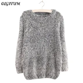 Mohair Pullover 2017 Autumn Winter Women's o-Neck Sweater Women Hedging Loose Pullover Casual Sweater Cheap Wholesale Drop Ship