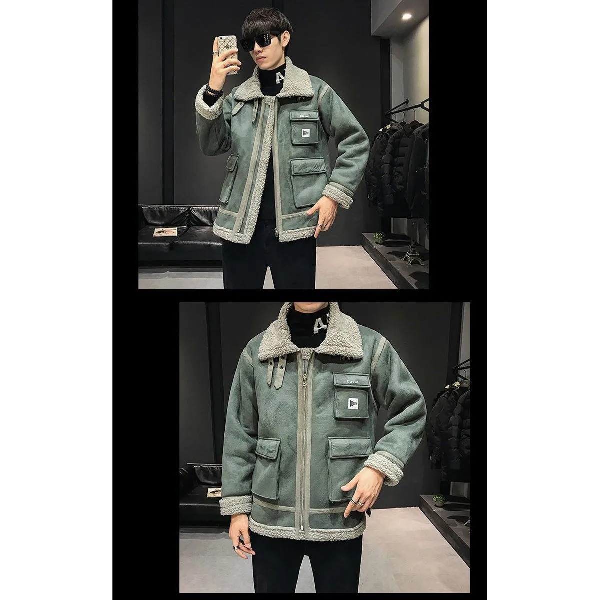 Monochrome Trendy Shearling Jacket