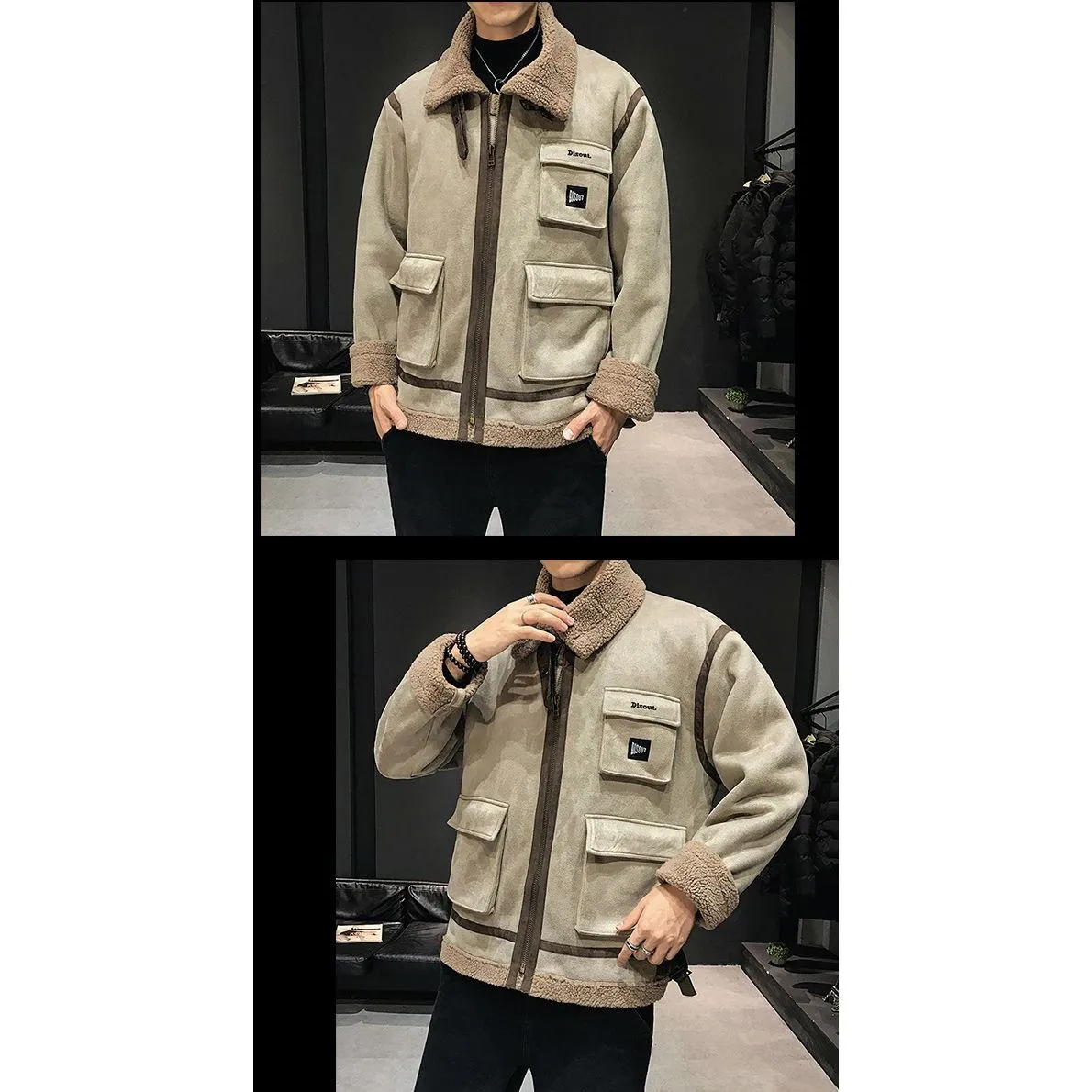 Monochrome Trendy Shearling Jacket