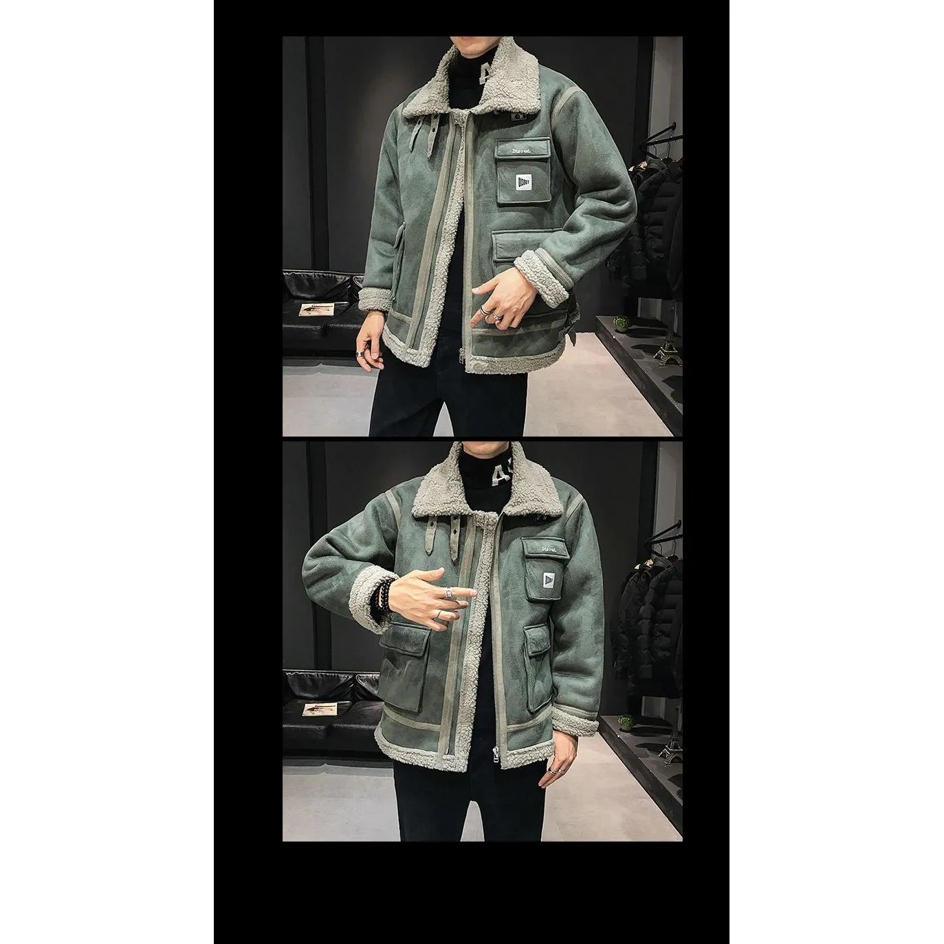 Monochrome Trendy Shearling Jacket