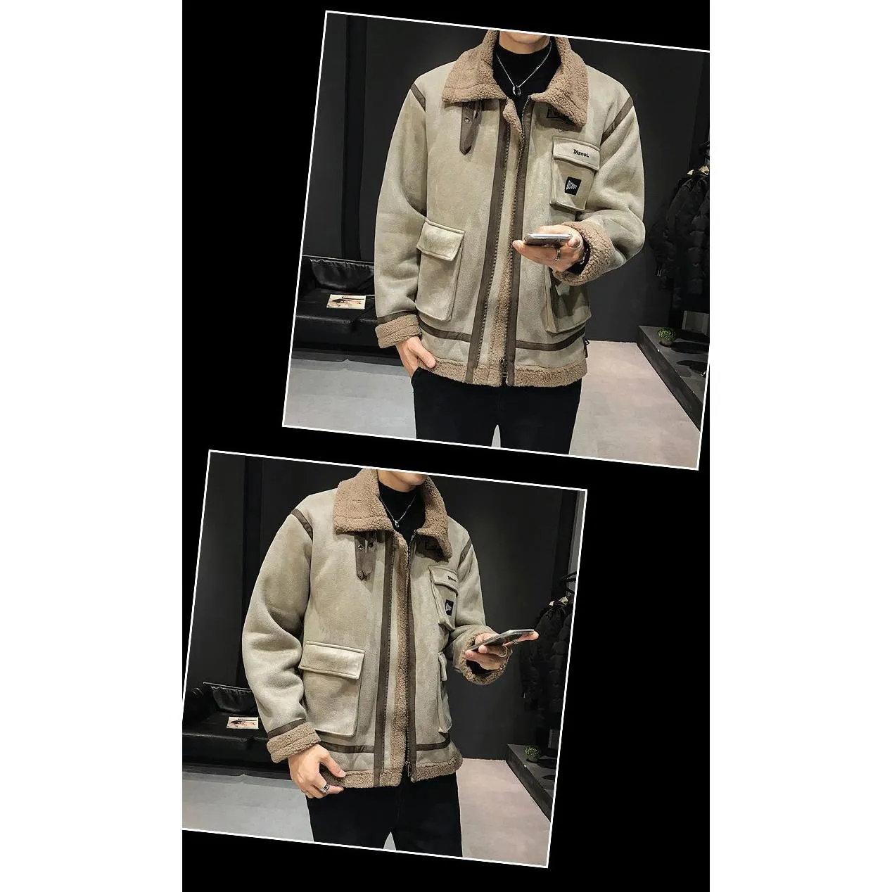 Monochrome Trendy Shearling Jacket